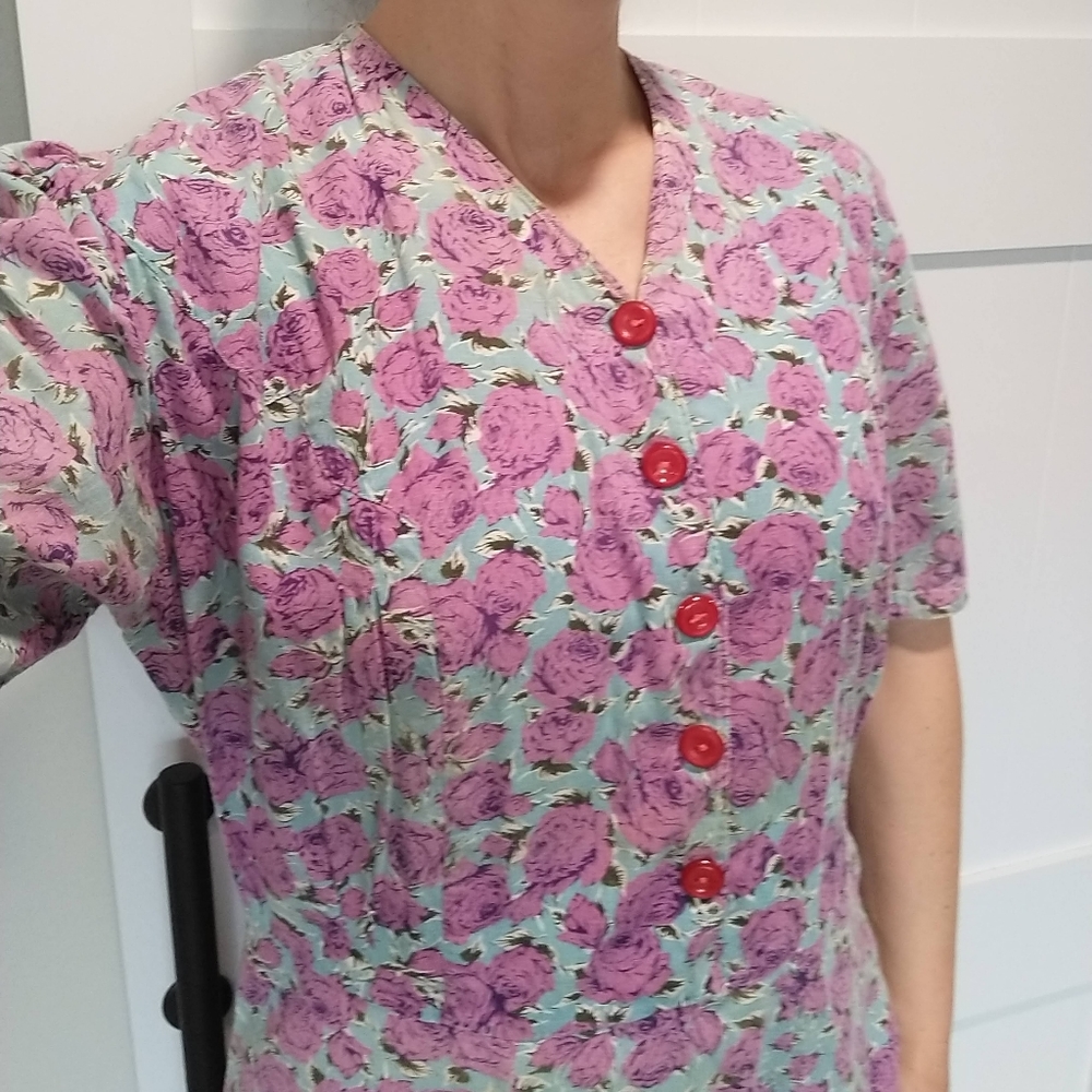 1930's Feedsack Work Dress 30's True Vintage M - image 4